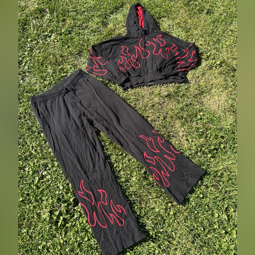 Disturbia Black and Red Flame Sweater